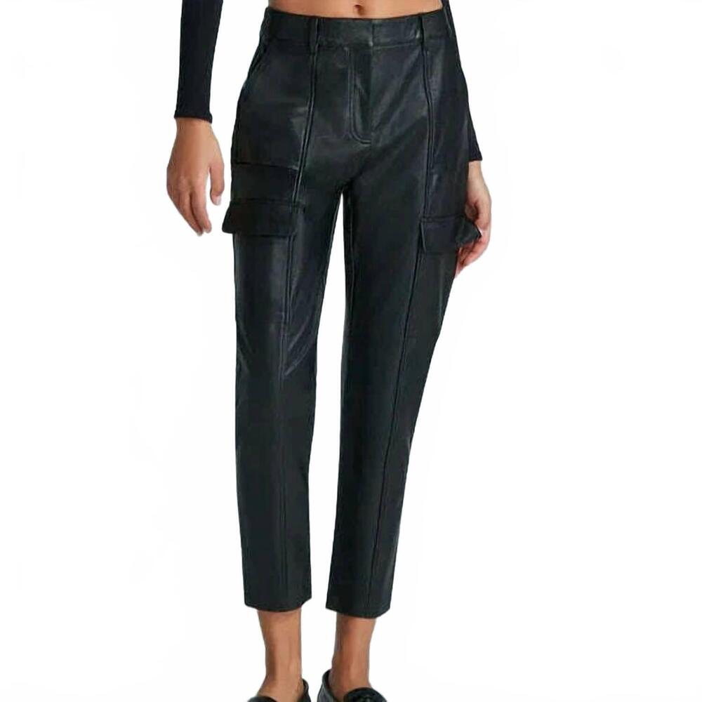 NEW COMMANDO women's faux leather utility pants in black